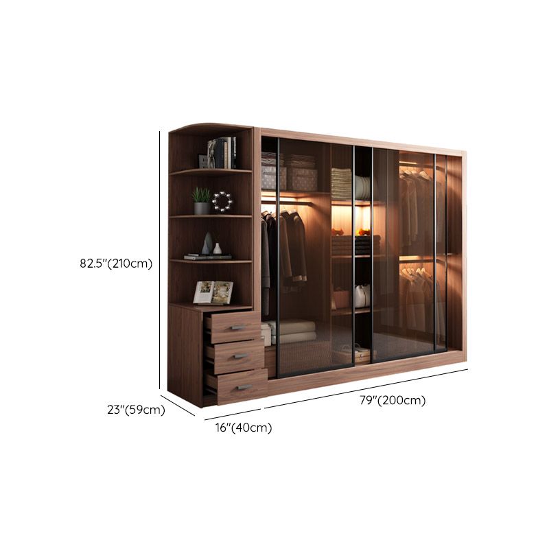Brown Engineered Wood Wardrobe Armoire Modern Wardrobe Closet
