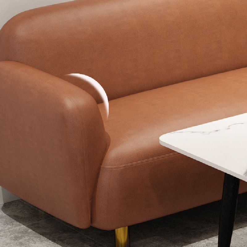 Faux Leather Sofa Recessed Arm Stain Resistant Sofa with Tight Back