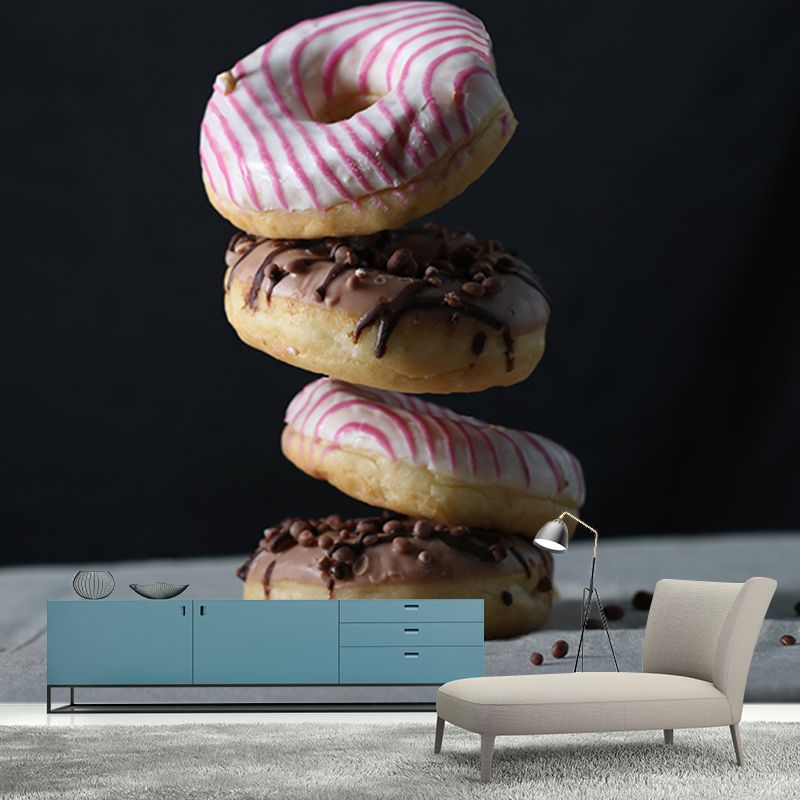 Chocolate Donut Mural Wallpaper Commercial Use for Dessert Shop, Made to Measure
