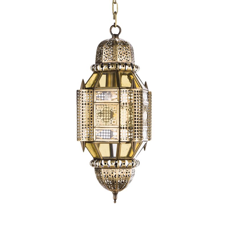 Lantern Metal Hanging Chandelier Arab 3 Bulbs Hallway Ceiling Pendant Lamp in Brass