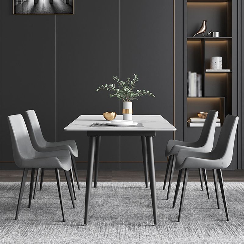 Modern Metal Dining Set 1/2/5/6/7 Pieces Rectangle Dining Table Set