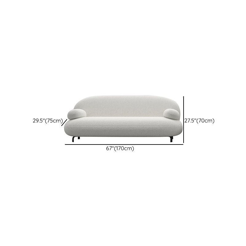Modern 27.55" H White Wool Pillow Top Arm Sofa for Living Room