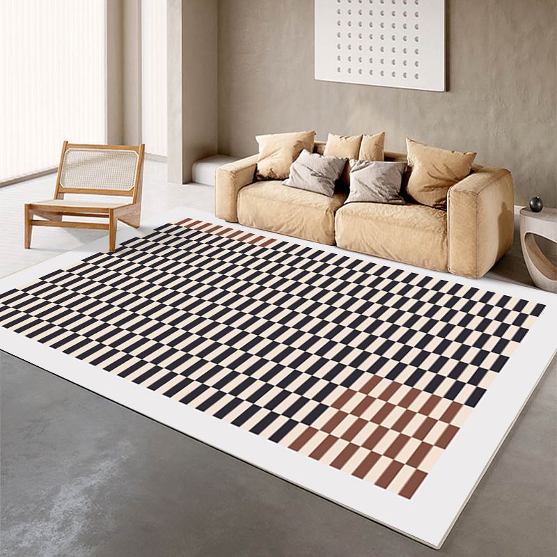 Black Geometry Carpet Modern Polyester Carpet Washable Carpet for Drawing Room