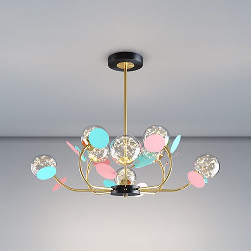 Lámpara de araña de forma esférica de estilo moderno de vidrio múltiple luz colgante para cocina