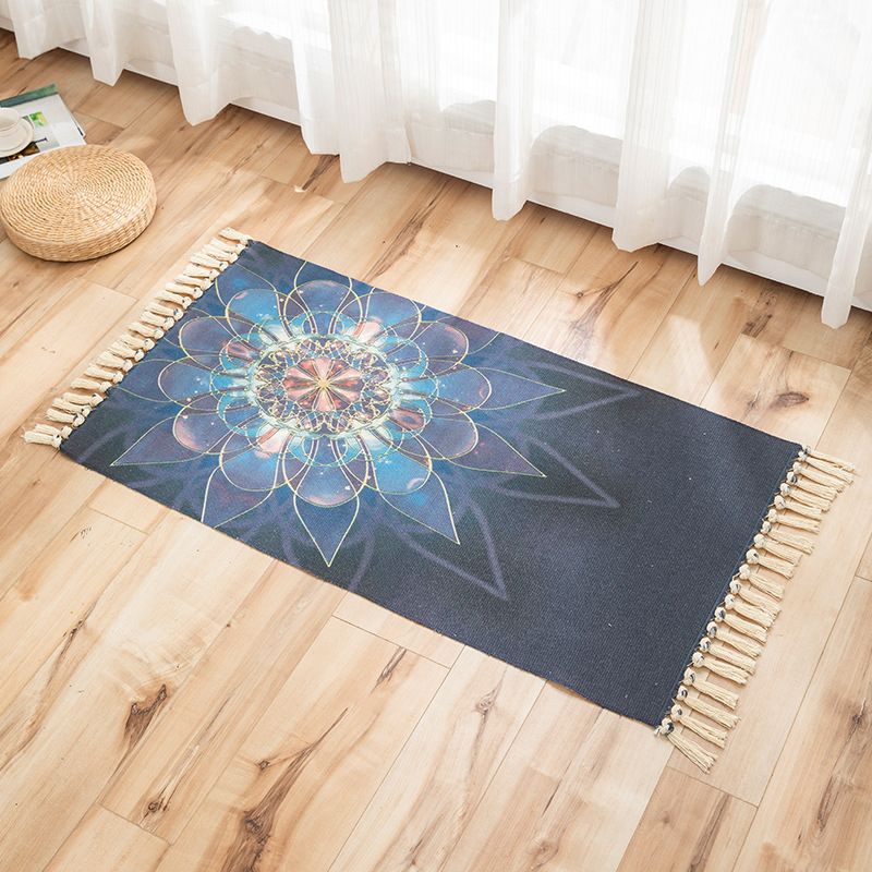 Levendige planten gebreide vloerkleed multi -gekleurde modern tapijt synthetisch huisdiervriendelijk tapijt voor logeerkamer