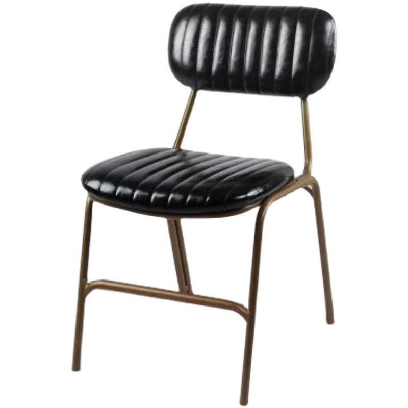 Sillas de comedor de metal industrial con respaldo abierto, sillas de comedor laterales sin brazos (juego de 2)