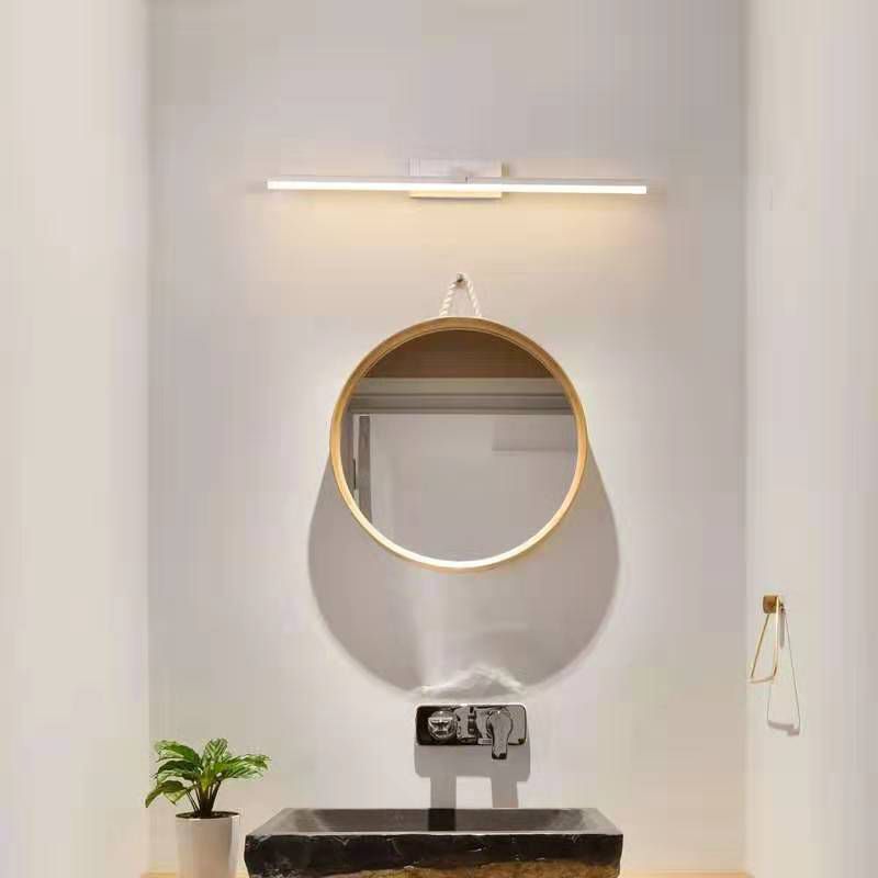 Linear Shade Metal Wall Sconce Lighting Modern 1- Light Mirror Wall Mount Light Fixture