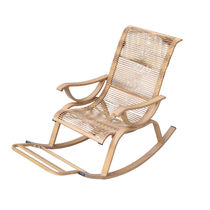 Modern Rocker Wicker Woven Rope with Gray Frame Recliner Chair