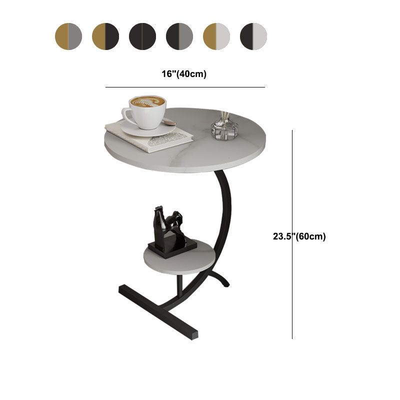 End Table with Storage and Shelf Modernist Slate Abstract Side Table