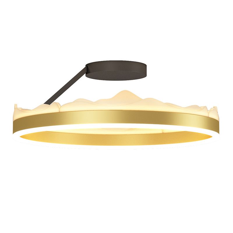 Contemporary Circle Flush Light Fixture Metal 1 Light Flushmount Lighting