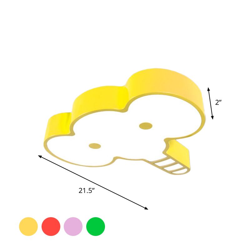 Elephant Face LED Flush Mount Fixture Kids Acrylic Red/Pink/Yellow Flush Ceiling Light for Bedchamber