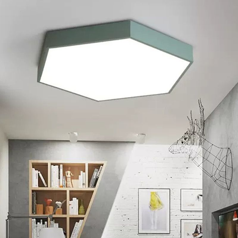 Hexagon Flush Light Fixtures 1 Light Acrylic Minimalist Flush Mount Ceiling Light Fixture