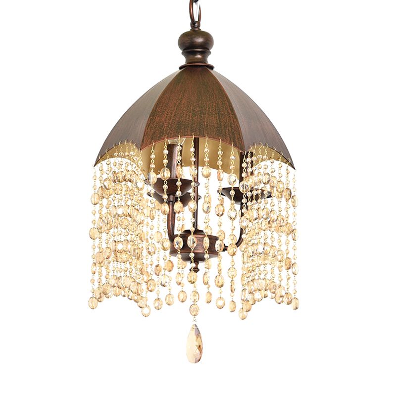 3 lumières Crystal suspendu lustre traditionnel rouille effilée du salon de salon