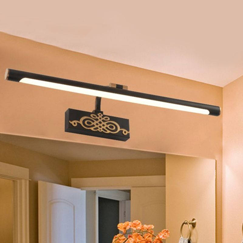 Black Elongated Vanity Light Fixture Classic Metal LED Bathroom Sconce Lamp in White/Warm/Natural Light, 16"/20"/24" L