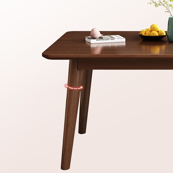 Mesa de comedor de 4 patas de madera de caucho, mesa rectangular de madera maciza de estilo moderno para el hogar