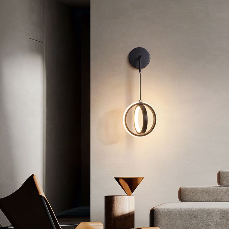 2-Lights Metal Geometric Wall Light Modern Hanging Wall Sconce for Bedroom