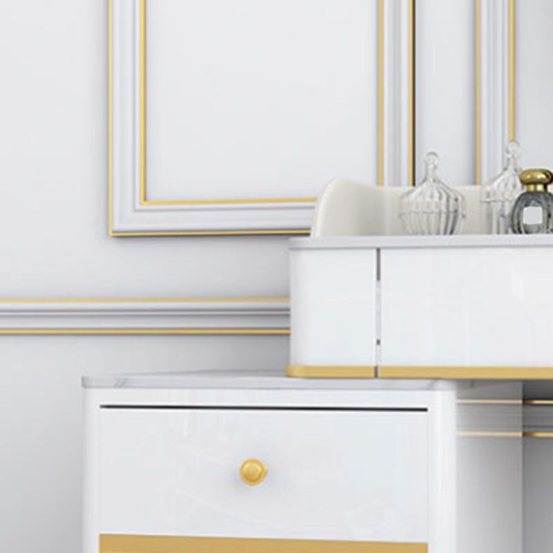 Contemporary White Makeup Vanity Desk Slate top Vanity Dressing Table