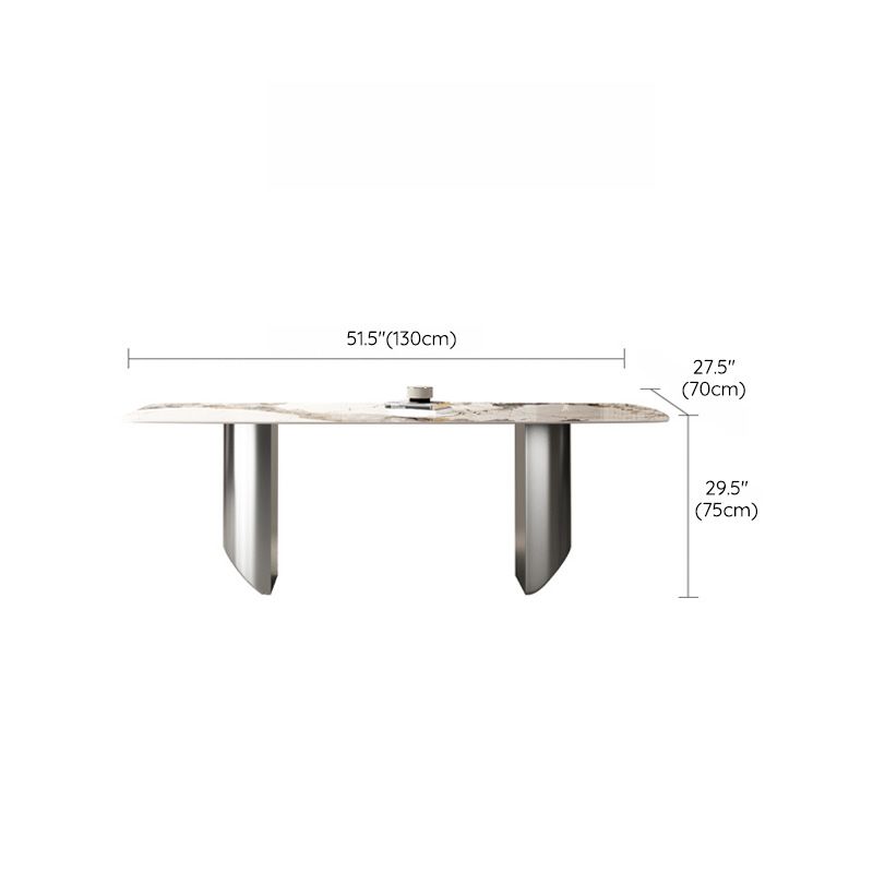Industrial Rectangle Dining Table Sintered Stone Table with Metal Legs for Kitchen