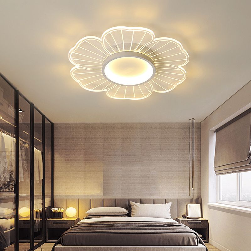 Flower Shape Flush Mount Modern Style Acrylic 1 Lights Led Flush Mount in White