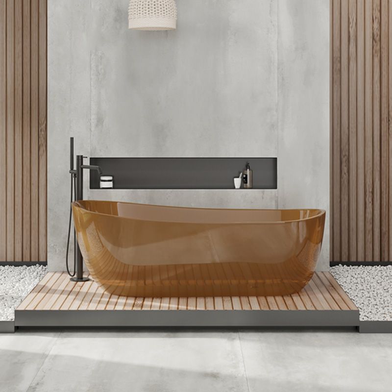 Soaking Stand Alone Bathtub Oval Antique Finish Modern Bath Tub