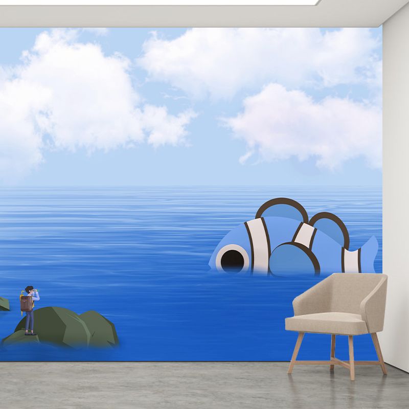 Illustration Cartoon Mural Wallpaper Environment Friendly for Kid's Bedroom