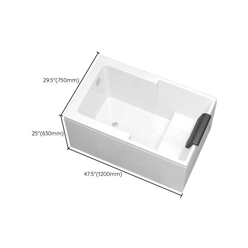 Modern Acrylic Rectangular Tub Soaking 24.8-inch Tall Bath Tub in White