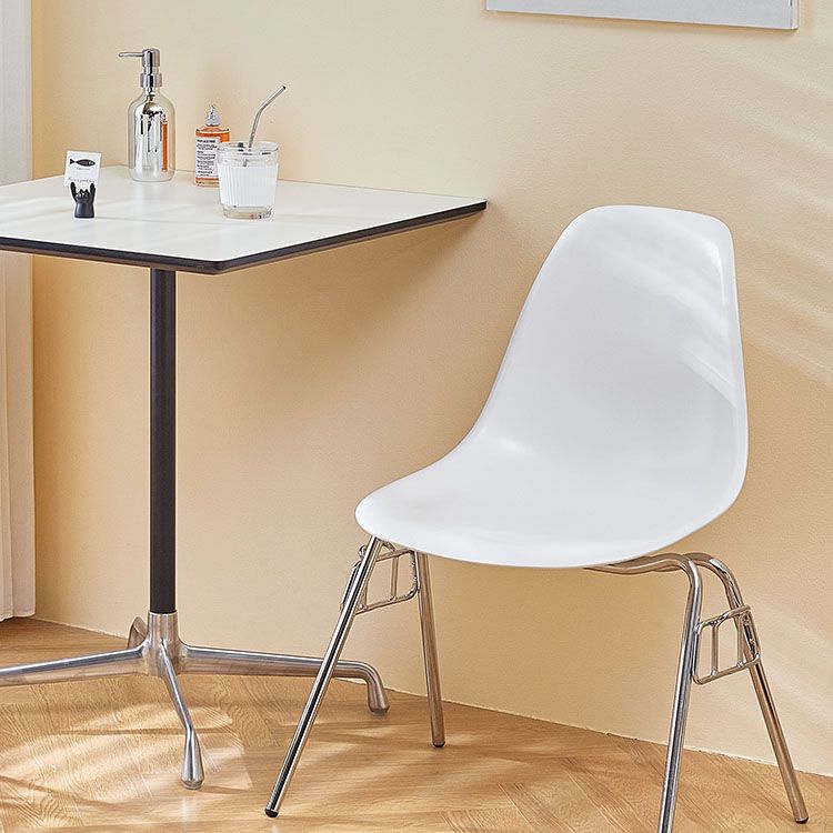 Industrial Style Armless Side Chairs Solid Back Plastic Dining Chair for Home