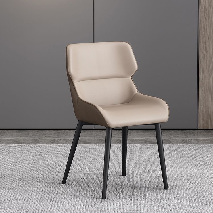 Hedendaagse faux lederen eetkamerstoelen Wingback arm stoel met metalen benen (set van 4)