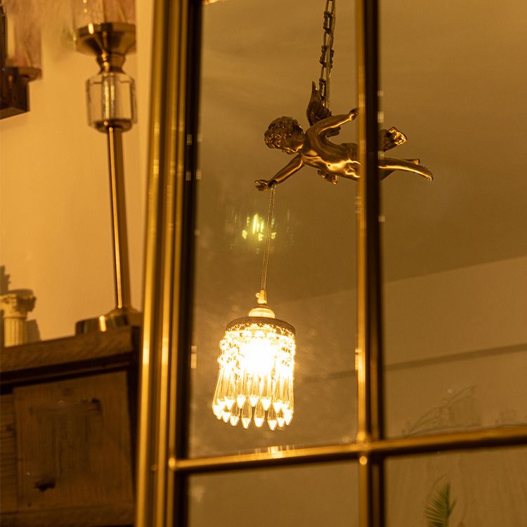 Luxury Indoor Pendant Light, Metal Angel Top 1-Light Pendant Lighting in Brass Color