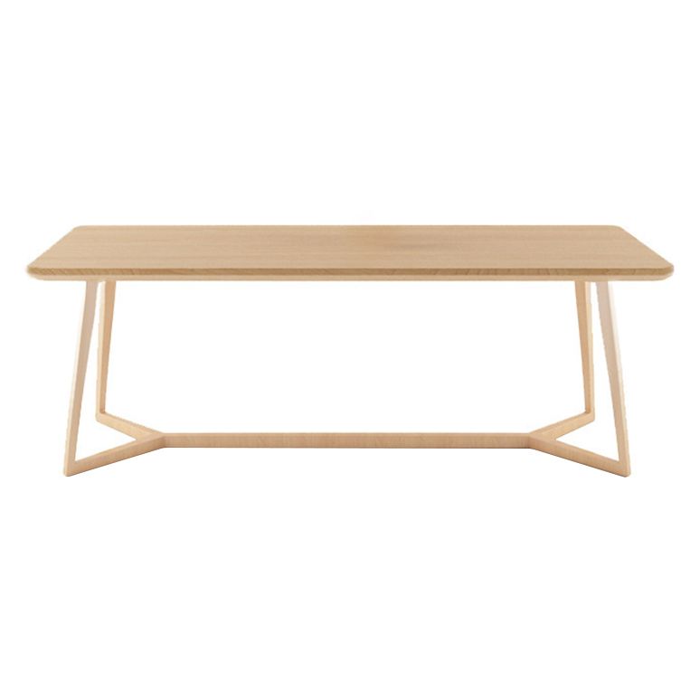 Pine Solid Wood Rectangle Dining Table Contemporary Kitchen Wood Table with Double Pedestal
