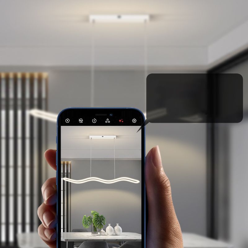 Creative Linear Island Lighting Fixture Modern Style LED Hanging Light for Dining Room