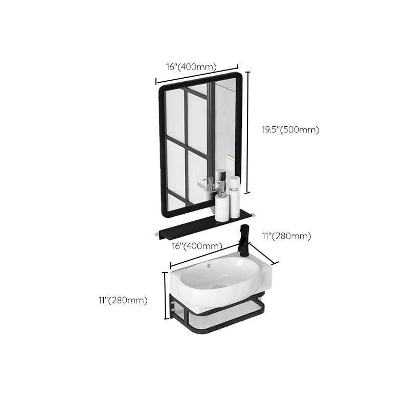 Contemporary Bathroom Sink with Pop-Up Drain Resin Specialty Wall Mount Bathroom Sink