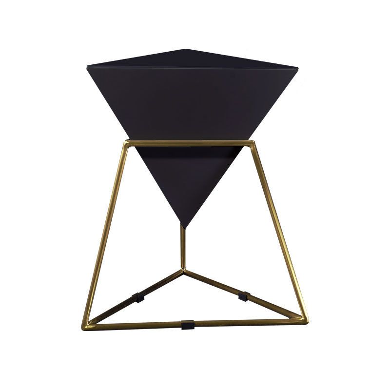 Metal Frame Triangle End Table,21.6"H Gloss Modern Side Table
