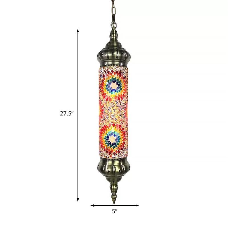 Cilíndrico vintage Luz colgante rojo/naranja/vaso azul 1/3 cabezas de suspensión Luz para restaurante