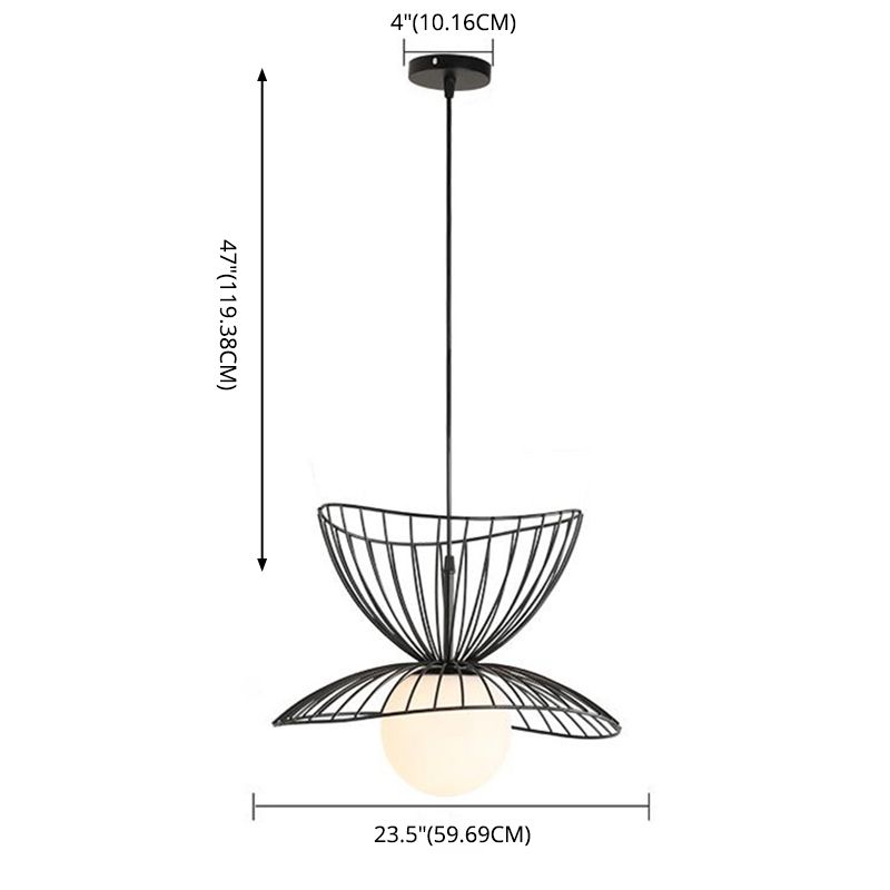 Designer Ball Suspension Lighting Wit glas 1 Licht woonkamer Hanglampje met draadkooi