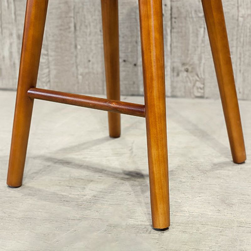 Contemporary Solid Wood Dining Stool Backless Bar Stool with Footrest