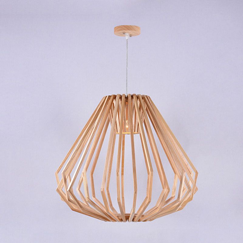 Salle à manger Diamond Cafe Pendant Light Wood 1 tête de style asiatique