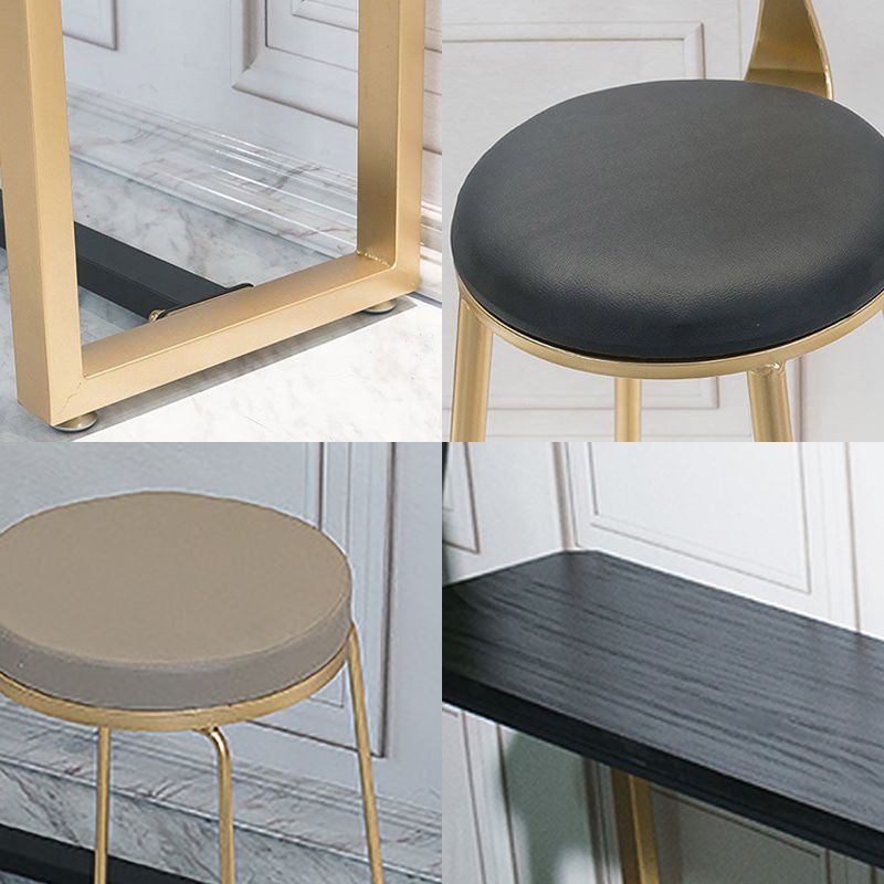 Glam Style Wooden Bar Counter Table Rectangle Bar Counter Table with Metal Legs