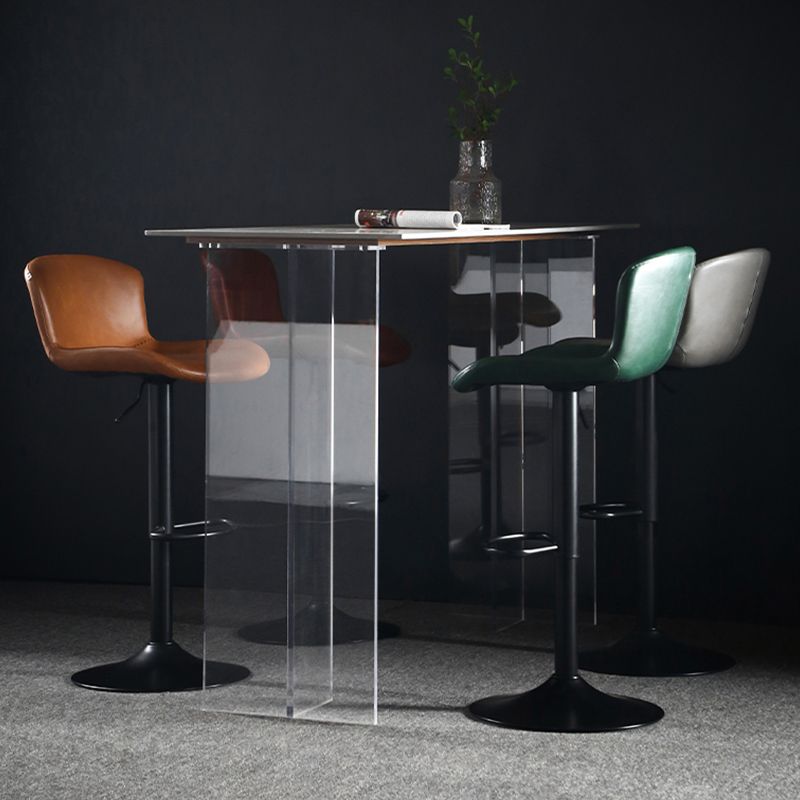 Faux Leather Barstools Adjustable Height Swivel Barstool with Footrest