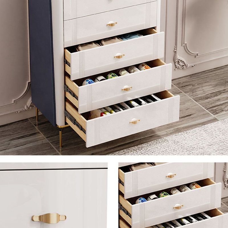 Glam Stone Storage Chest Bedroom Chest in White with Metal Legs