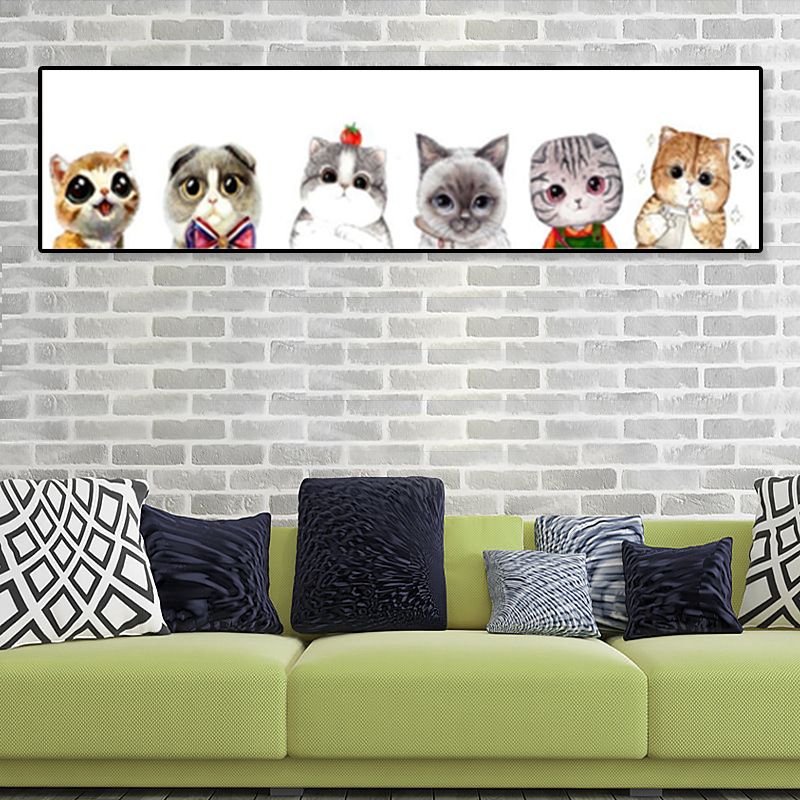 Dessin d'animaux sur toile, couleur Pastel, décoration murale de dessin animé pour chambre d'enfant