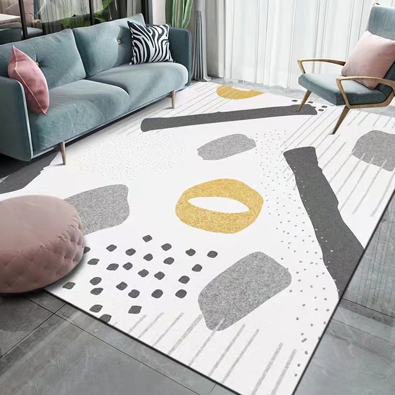 Dark Orange Color Block Rug Polyester Nordic Rug Washable Rug for Living Room