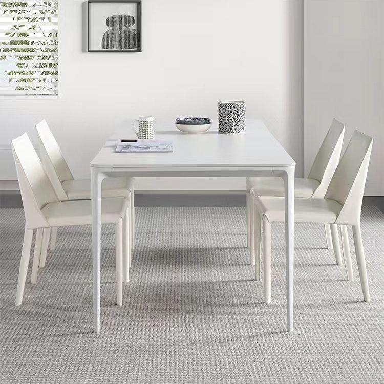 Contemporary 1/2/4/5/6/7 Pieces Furniture Stone Rectangle Dining Chairs Set in White