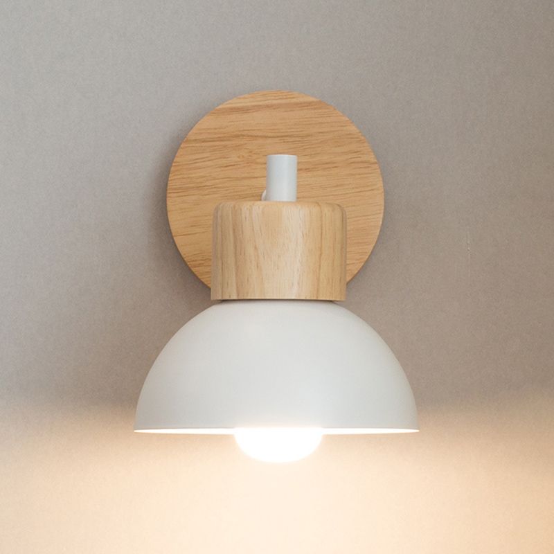 Bowl Wall Mounted Lamp Modern Simplicity Wood Wall Mount Lamp for Living Room