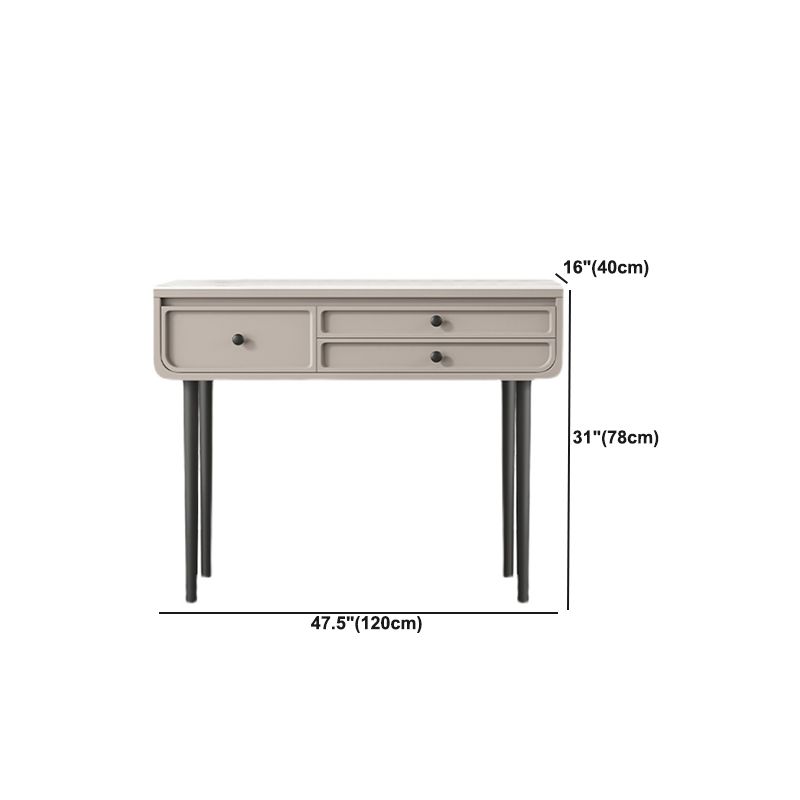 Glam Makeup Vanity Desk with Slate Top, Solid Wood Dressing Table