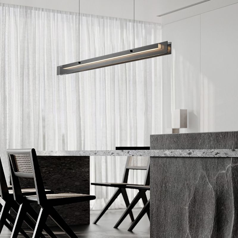 Modern Simple Island Lamp LED Island Hanging Lamp with Glass Shade for Dining Room