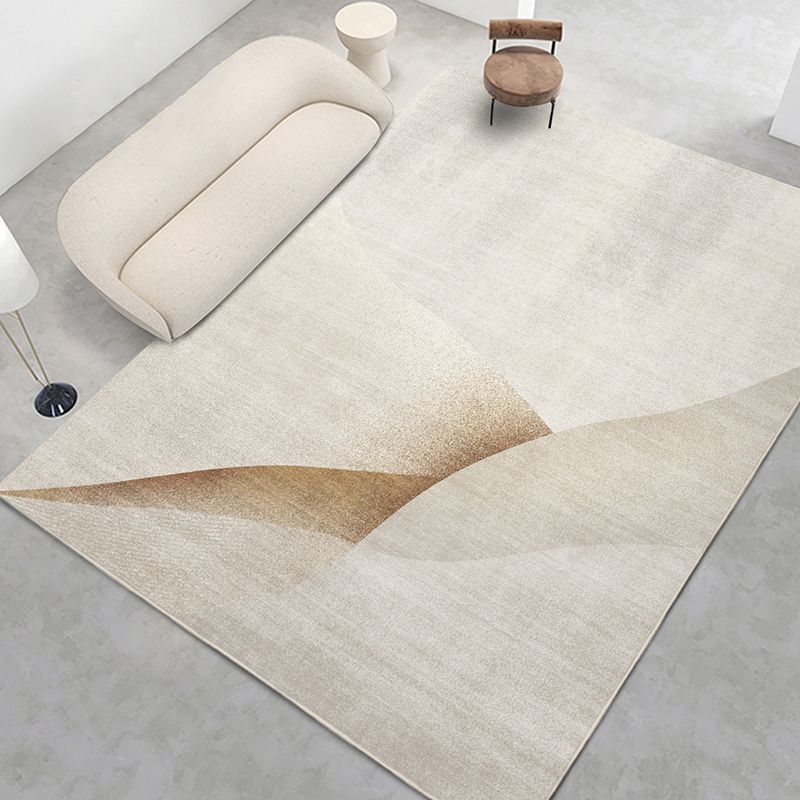 Light Brown Simple Rug Polyester Graphic Rug Non-Slip Backing Rug for Living Room