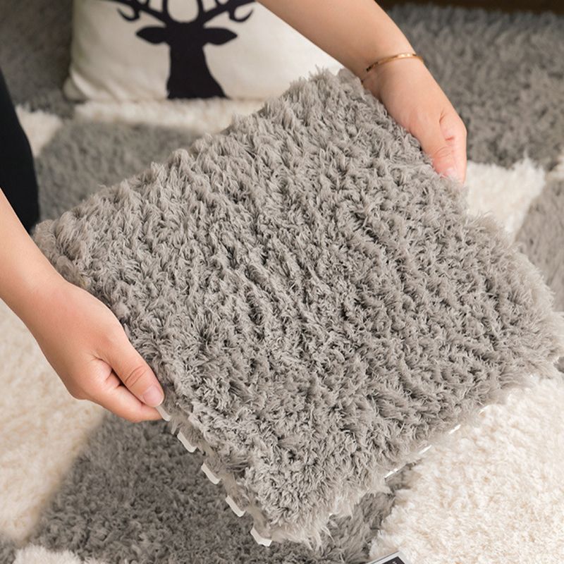 Modern Carpet Tiles Square Color Block Shag Interlocking Carpet Tiles