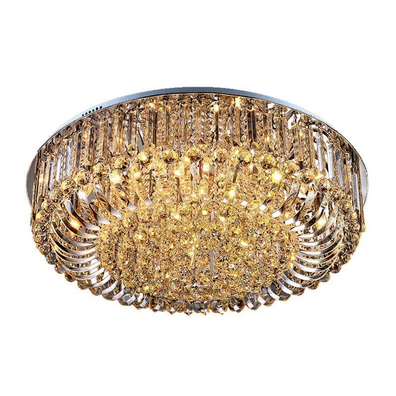 Contemporary Flush Mount Light Multi Head Clear Crystal Ceiling Lamp for Bedroom