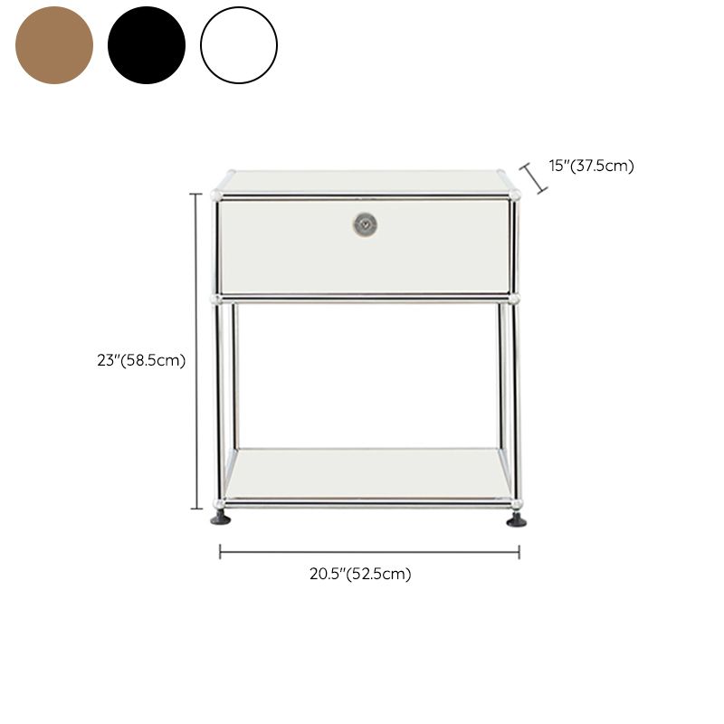 Modernistic End Slide Table Metal with Storage 4 Legs Living Room Corner Table